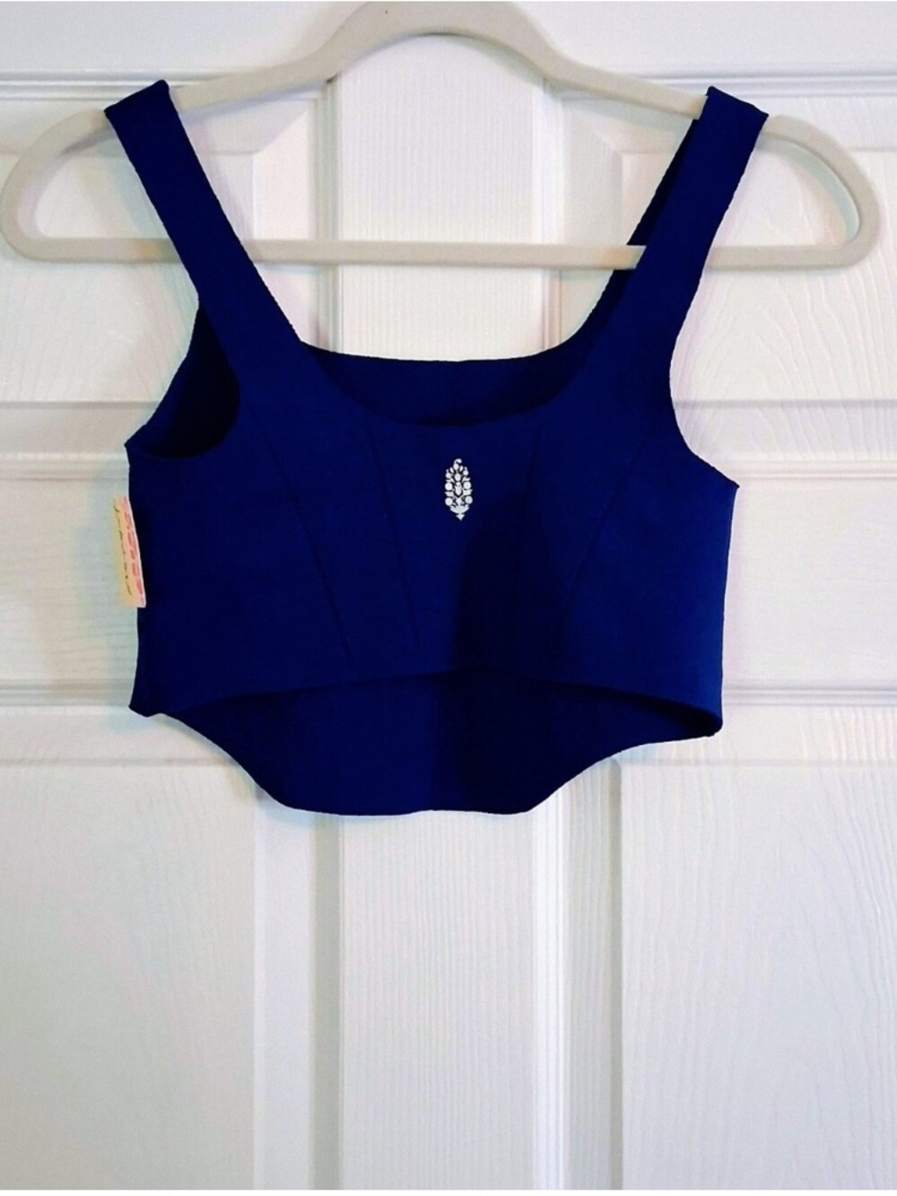 Cobalt Blue Embellished Crop Tank Top